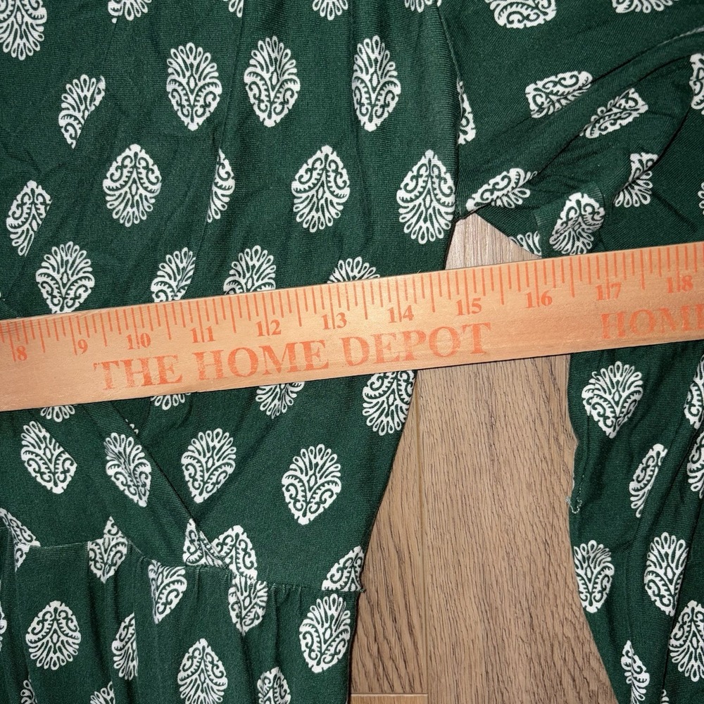 Boden Ophelia 4R Long Sleeve Maxi Wrap Dress Green White Printed Pockets - Picture 4 of 9